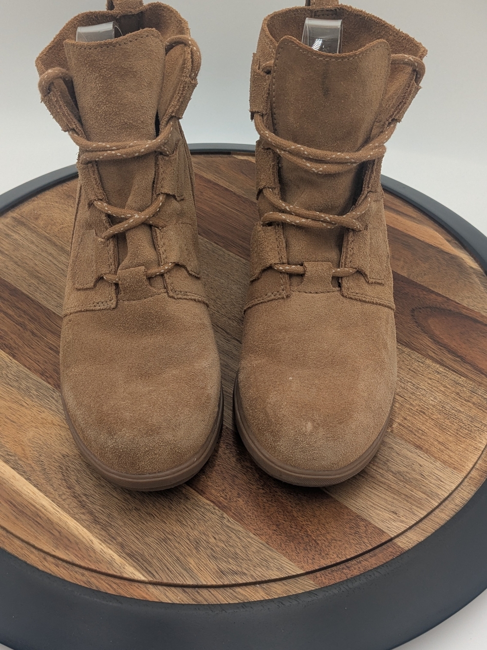 Sorel Explorer Joan Lace Suede Ankle Boots Camel Tan Women's Size 8